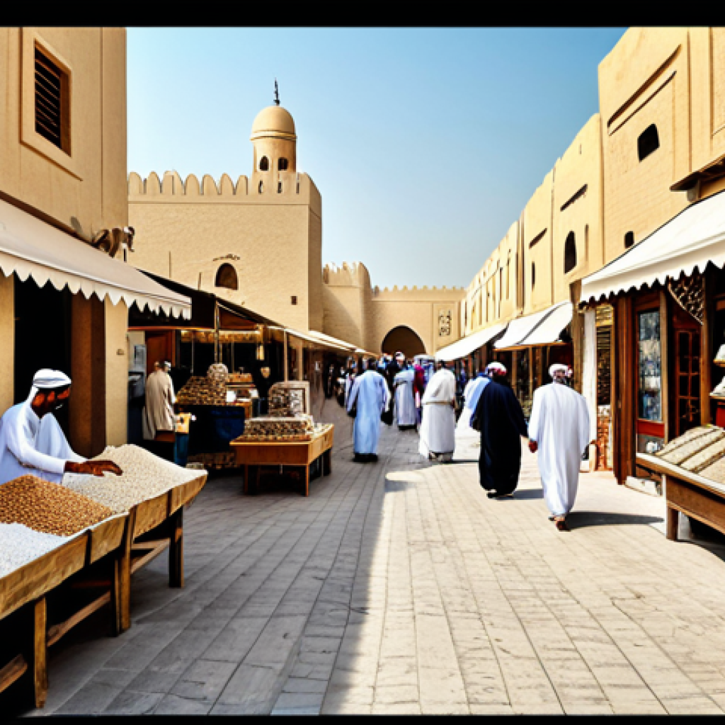 Historical Trade in Bahrain**
"A bustling marketplace in ancient Bahrain, showcasing the trade of goods and pearls. People in traditional, fully clothed attire are bartering and selling. The architecture reflects the Dilmun civilization, safe for work, appropriate content, perfect anatomy, natural proportions, professional illustration, historical accuracy, family-friendly."
**