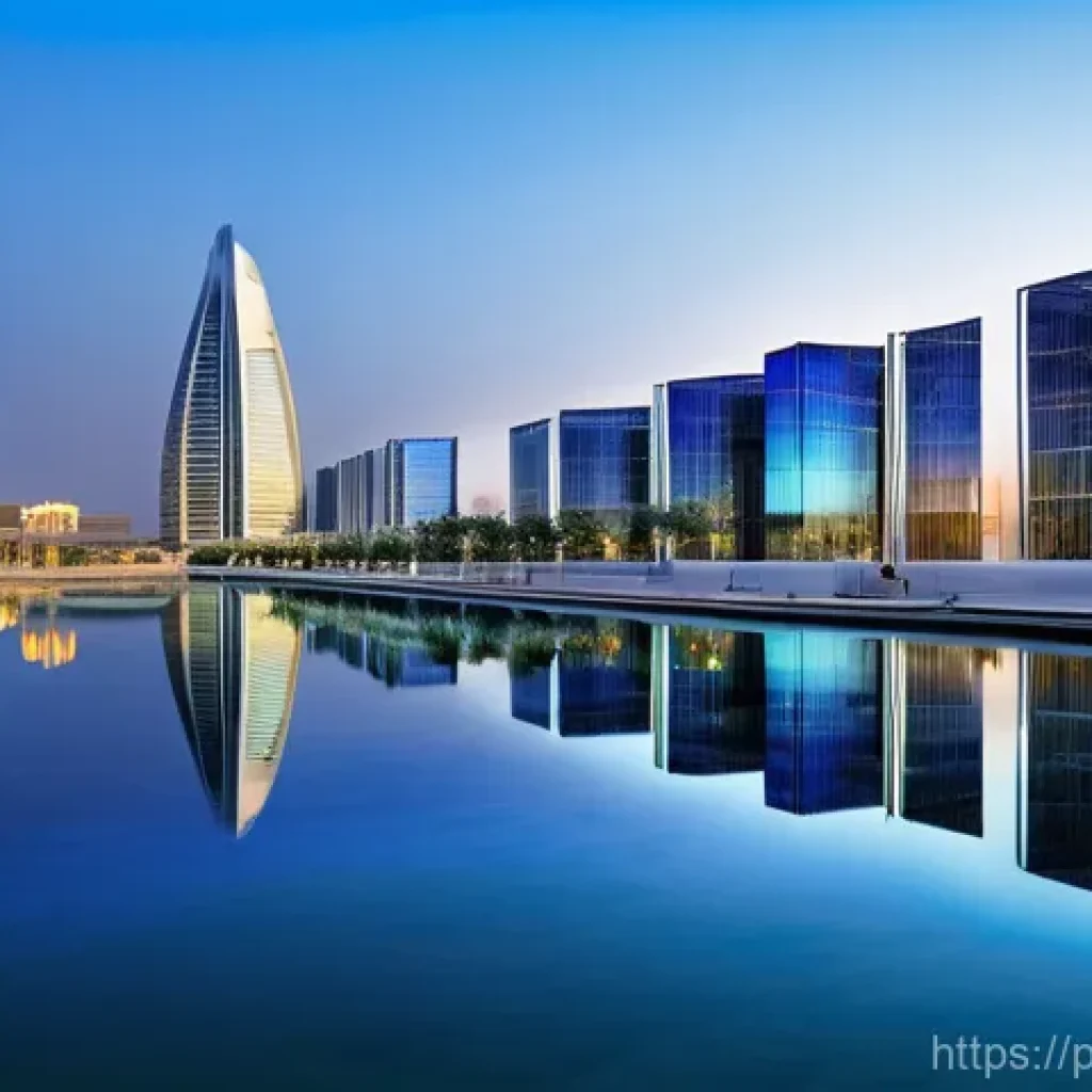 바레인의 공업단지 - **Prompt 1: "A futuristic and gleaming industrial complex in Bahrain, showcasing advanced aluminium ...