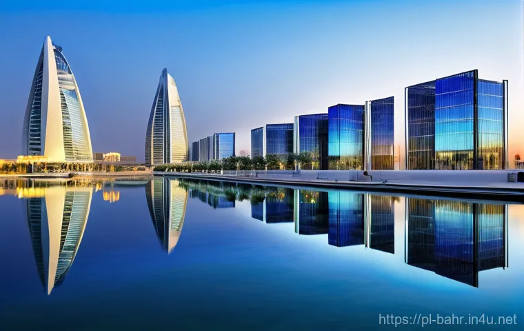 바레인의 공업단지 - **Prompt 1: "A futuristic and gleaming industrial complex in Bahrain, showcasing advanced aluminium ...