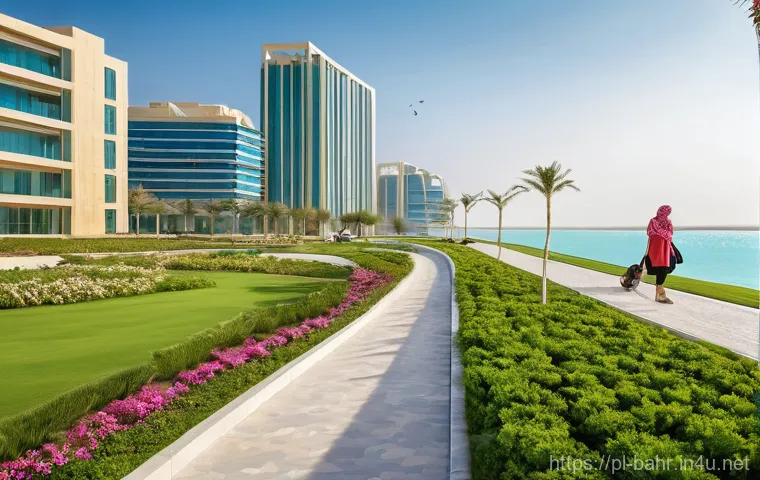 바레인의 공업단지 - **Prompt 2: "A dynamic, high-tech financial district office in Manama, Bahrain, bustling with divers...