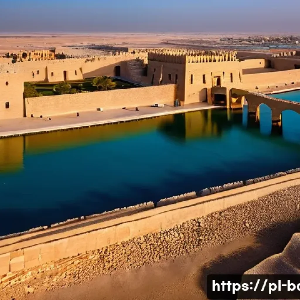 바레인의 고대 유물 - **Qal'at al-Bahrain at Golden Hour:** A breathtaking, detailed panoramic view of Qal'at al-Bahrain (...