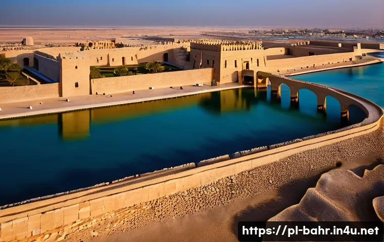 바레인의 고대 유물 - **Qal'at al-Bahrain at Golden Hour:** A breathtaking, detailed panoramic view of Qal'at al-Bahrain (...