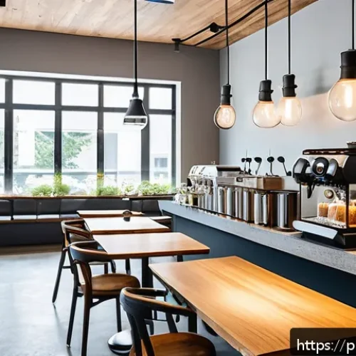 바레인의 독특한 카페 문화 - A modern, minimalist Bahraini cafe interior showcasing sleek pour-over coffee setups with glass drip...
